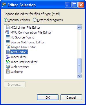 6. Click OK. The.tcl extension appears under File Types. 7. Under Associated editors pane, Click Add.