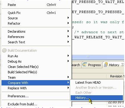 Chapter 2 IDE and Installation The History view opens displaying the date and time when the changes were made in the source file. Figure 2-81.
