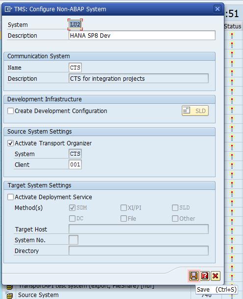 Choose SAP System Create Non- ABAP System Enter the SID of your development system (LU2 in our example) in the field System, a Description and choose Activate Transport Organizer.