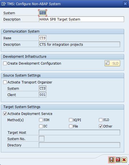 When saving the non-abap SAP HANA system, you are asked to define the deployment method for your system. Choose New Entries.