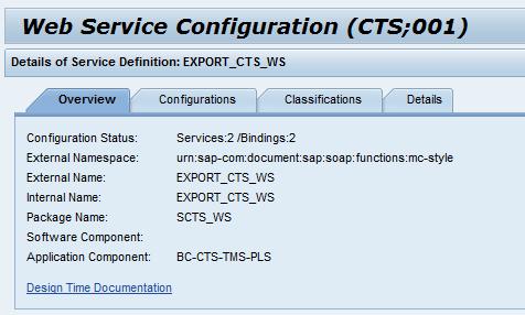 The CTS Export Web Service has the name EXPORT_CTS_WS.