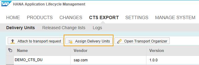 9. Using SAP HANA with CTS If CTS is enabled, you have two options for transports: You can either transport full Delivery Units (DU) based on the active state of the contained objects or if Change