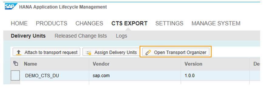 Delivery Units and click Open Transport Organizer 2. Make sure that the correct transport request is marked and click Release, 3.
