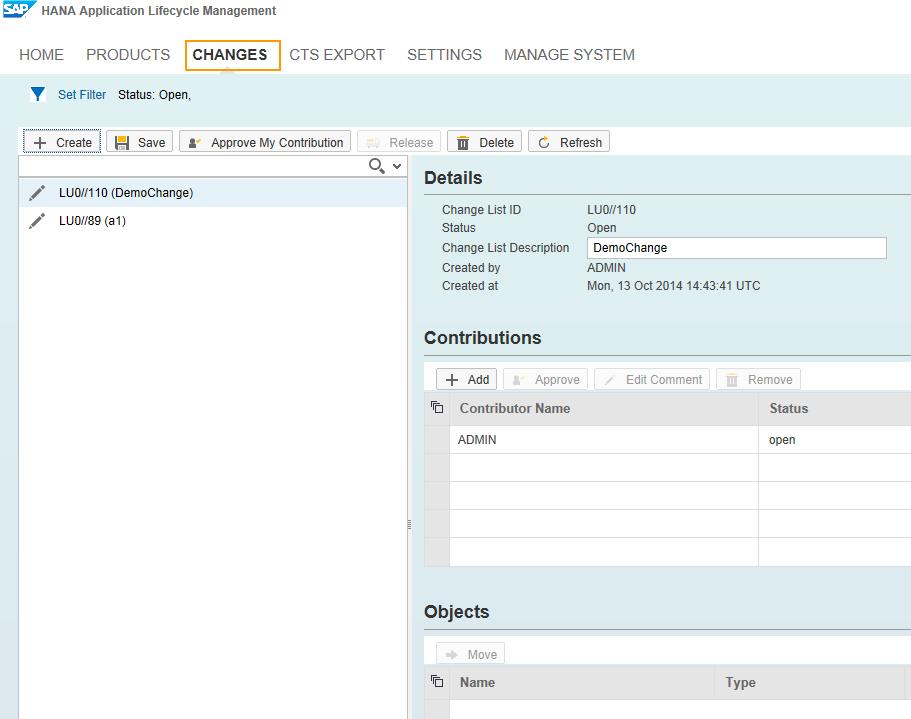 You can create changes, add contributers, check for assigned objects and move obejcts between open changes.