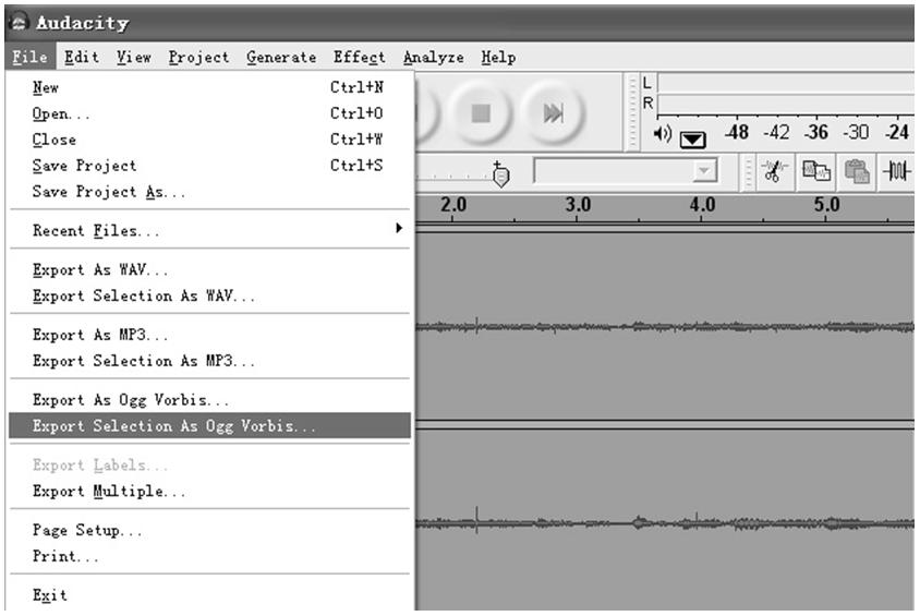 EXPORT AND SAVE FOR WAV AND OGG FORMATS (AFTER RECORDING IS COMPLETE) When the song is finished, click the ( ) button on Audacity. Then lift and move the tone arm to the tone arm rest. 1.