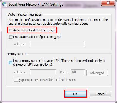 ADJUSTING INTERNET EXPLORER TO DIRECTLY ACCESS THE NETWORK Another box will appear.