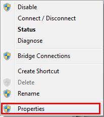 context menu and select properties.