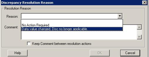 Step Step 4 Procedure The Discrepancy Resolution Reason window will appear.