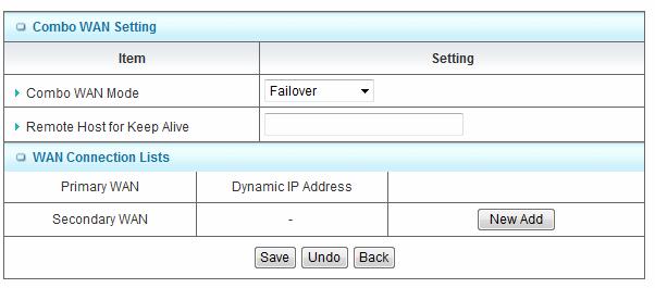 (b) Failover With this function enabled, when the primary WAN connection is broken, the device will automatically switch to secondary WAN connection and keep you connected to Internet.