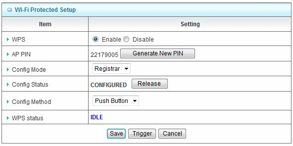 1. WPS You can enable this function by selecting Enable. WPS offers a safe and easy way to allow the wireless clients connected to your wireless network. 2.