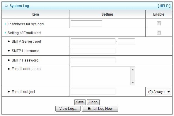 IP Address for Sys log Host IP of destination where sys log will be sent to.
