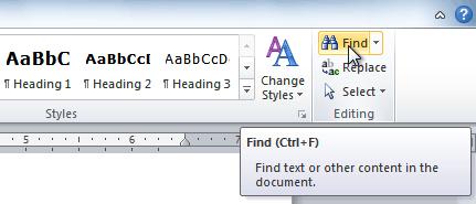Introduction to MS Office Finding and replacing text When you're working with longer documents, it can be difficult and time consuming to locate a specific word or phrase.