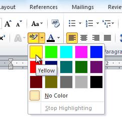 Select More Colors at the bottom of the list to access the Colors dialog box. Choose the color you want, and then click OK. To highlight text: 1.