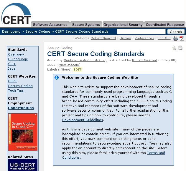 Secure Coding Web Site (Wiki)