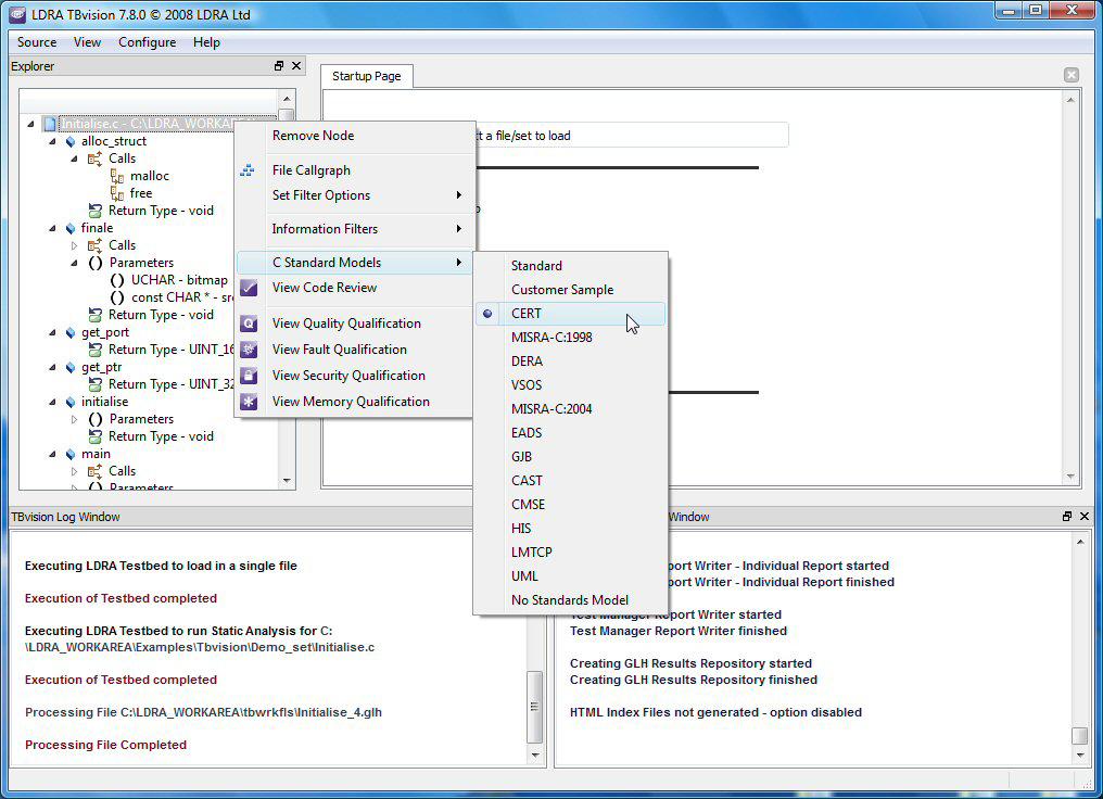 Industry Adoption LDRA ships new TBsecure complete with CERT C Secure Coding programming checker Screenshot