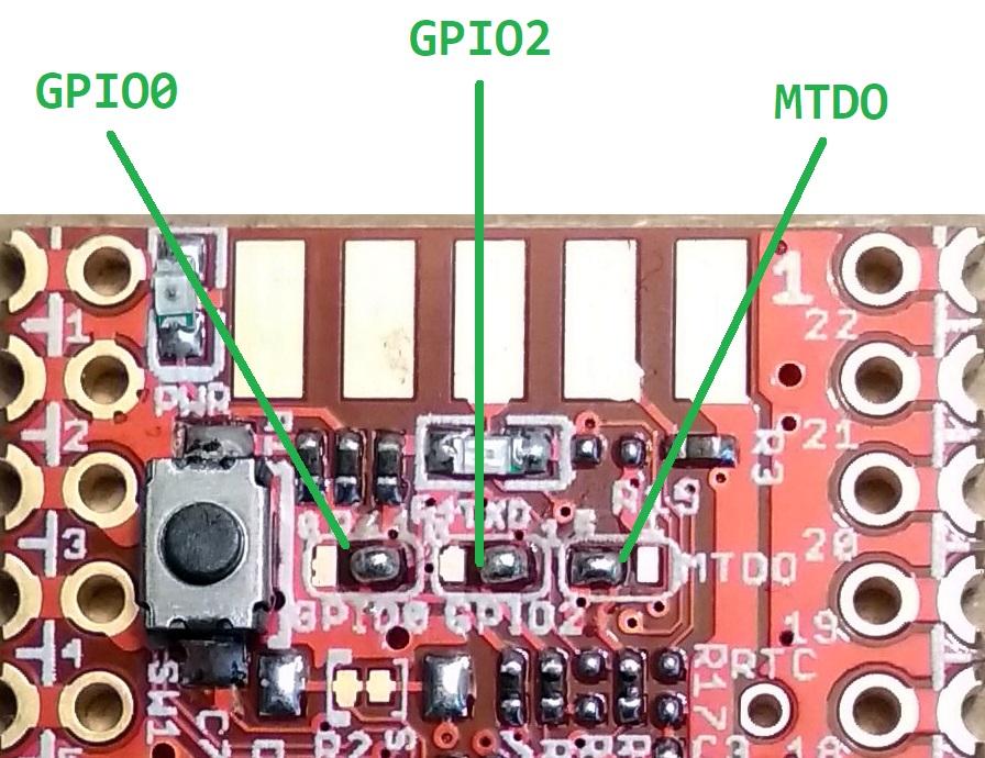 ESP8266 has three modes of operation: FLASH mode (default), UART mode, and SDIO mode. By default the board is configured for FLASH mode operation.
