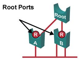 RSTP Root Bridge: Same election process as 802.1D (lowest BID) Ports Root Port (802.1D Root Port) The one switch port on each switch that has the best root path cost to the root. Designated Port (802.