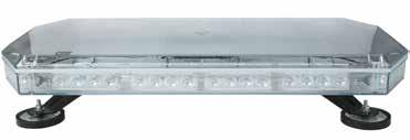 LED Mini Light Bars 12/24V LED Magnetic Mini Light Bar 32 High intensity LED s 120 Flashes per minute Approved IP56 Protection standards Size: 440 x 215 x 75mm 12/24V LED Single Bolt Mini Light Bar