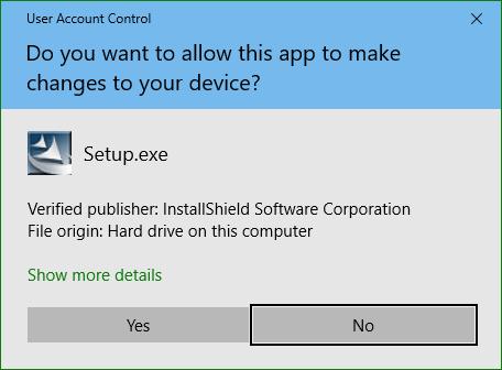 2.2.3 Windows 10 1) Double-click the setup.exe file. 2) If User Account Control dialog box appears, choose Yes. 3) Windows starts the installation program for SFEWin3E software.