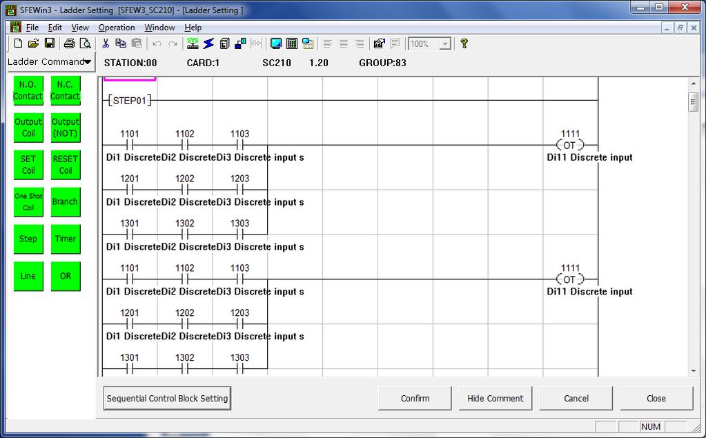 10. LADDER SETTING VIEW 10.1 GENERAL DESCRIPTION Ladder Setting view is used to program a sequential control block using ladder sequence diagrams.