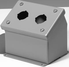 Sloping Front Pushbutton Boxes NEMA Rated Pushbutton Enclosures These NEMA rated boxes feature a slanted front and are designed for indoor use to house pushbuttons, selector switches, pilot lights,