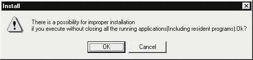 3 INSTALLATION AND UNINSTALLATION (From the previous page) 3) If the message on the left appears, click the Cancel, uninstall MX Component, and then reinstall it.