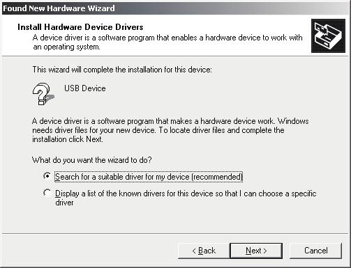 3 INSTALLATION AND UNINSTALLATION (From the previous page) 2) Choose " Search for a suitable driver for my