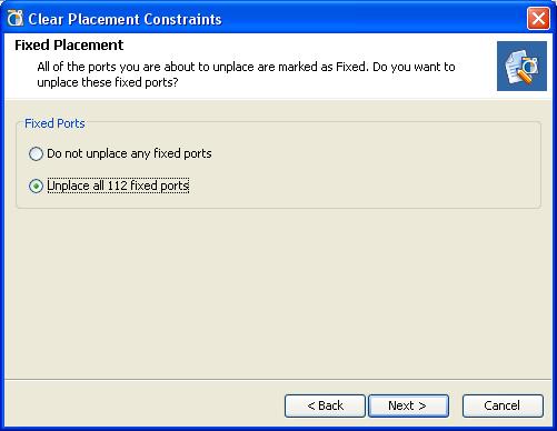Step 10: Clearing Imported I/O Placement Constraints Step 10: Clearing Imported I/O Placement Constraints The PlanAhead software has a robust set of options and filters for keeping or removing