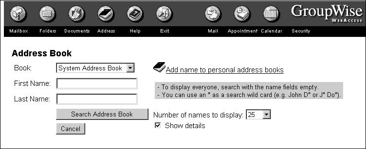 5 Click Add. Deleting Names from an Address Book 1 Look up a name in a personal address book. 2 Click the name in the Names list click Delete Name. 3 Click Yes to confirm the deletion.