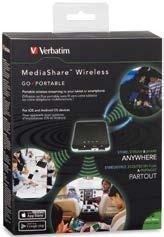 Verbatim Mediashare Wireless Portable wireless streaming device for use with your tablet or smartphone.