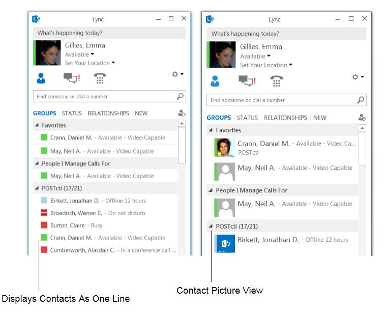 Displaying Your Contacts The images below reflect the different ways to order your contacts.