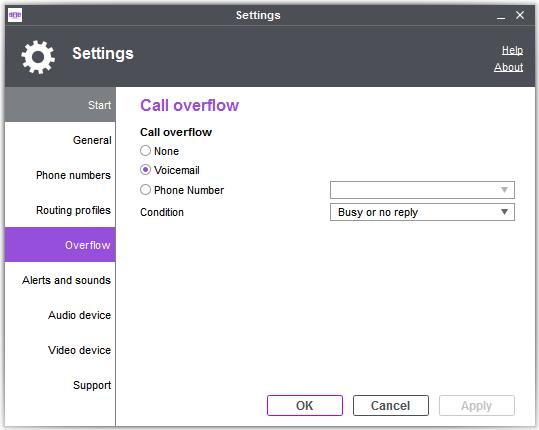 19.5 Call overflow Define how to manage a call when you do not reply or when you are busy.