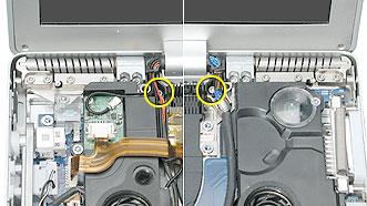 3. Check that display cable brackets are properly seated and secured with