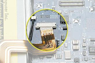To connect a flex cable Make sure the locking bar is released, then slide the end of the flex cable all the way into the connector.