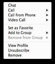 This works for both normal and conference contacts. Unsubscribe removes the presence relationship between you and that contact.