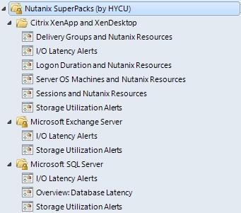 Elements of SCOM MP for Nutanix, as seen in the SCOM Operations console