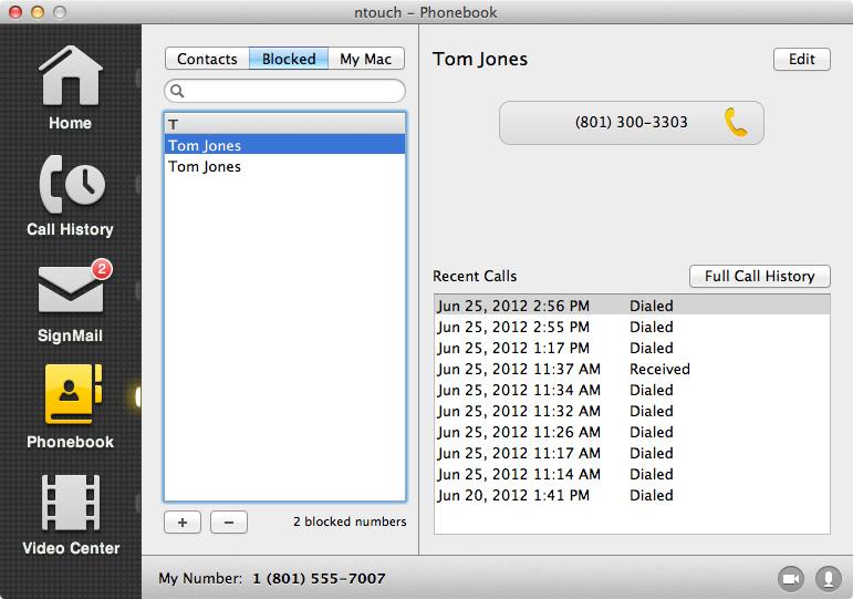 Use the Phonebook Step 6. Select the Blocked button to see the contact you just blocked as shown below.