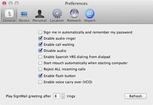 Change Preferences Change Preferences ntouch for Mac s Preferences screen contains six tabs that you can use to configure how the application works.