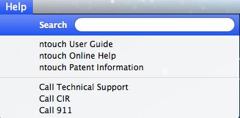 Get Help Get Help ntouch for Mac provides two ways for you to call for help using the application. You can call the Sorenson Customer Service (CIR) or Technical Support departments.