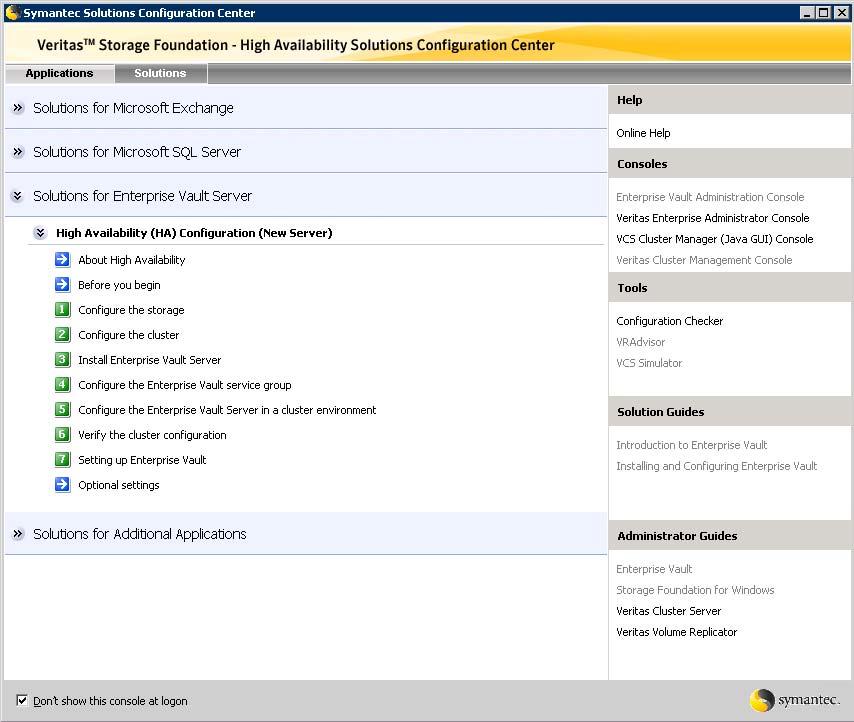 Using the Solutions Configuration Center Available options from the Configuration Center 23 Figure 2-3 shows the choices