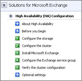 Using the Solutions Configuration Center Following the workflow in the Configuration Center 29 Figure 2-9 Workflow for configuring Exchange high availability Figure 2-10 shows the high-level overview