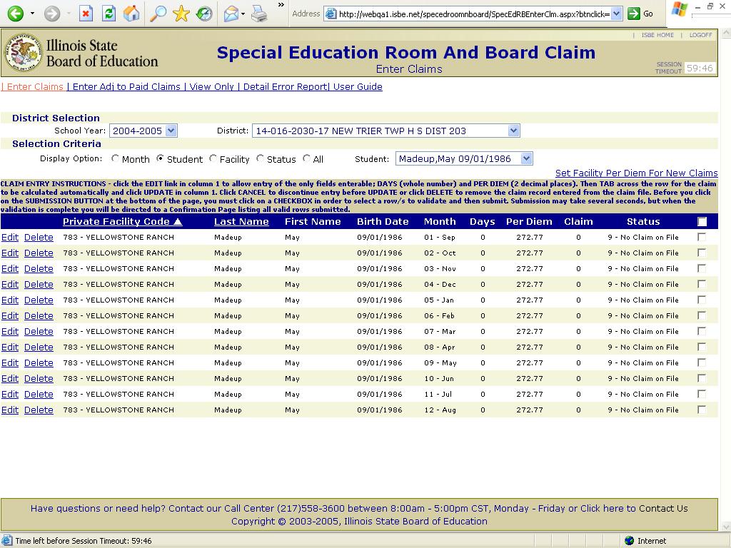 Special Education Room and Board Claim System Page 9 Enter Claims for Co-op Personnel ENTER CLAIMS STEPS FOR ALL USERS 1.