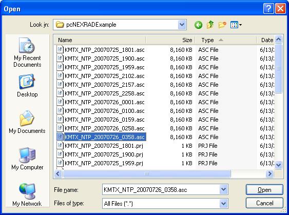Select the last time grid which is KMTX_NTP_20070726_0358.asc as shown in Figure 6-2.