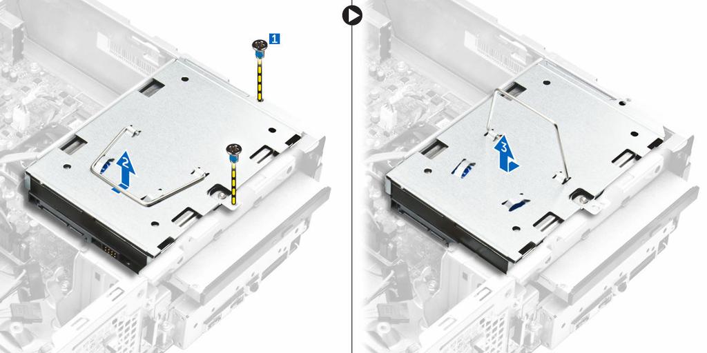 Remove the screws that secure the hard drive to the drive ba