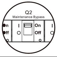 Step 3 Switch ON the Maintenance Bypass Breaker as shown below. Switch the handle toward upside as shown below. Step 4 Switch OFF the Main Breaker (Q1) as shown below.