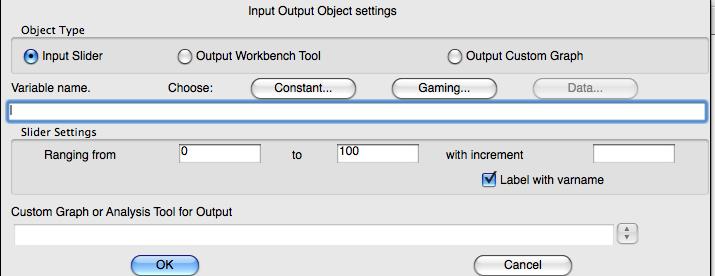 Vensim PLE Tutorial 1 18 Object icon ( ) to the right of the sketch tools. Click in the model work area to place the object. Immediately, the Input Output Object Settings panel appears (see Figure 3.