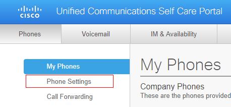 Phone Settings The phone setting section of the portal is used to customize various phone features.