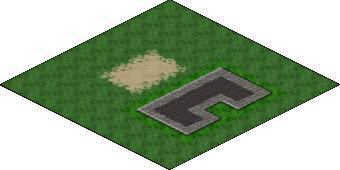 Doing the same with a background image we get the pictures in Figure 22. Figure 22. An isometric view on the world. Such background images can be made rather easily with Game Maker.