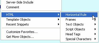Dobija se iz glavnog menija-insert-html-horizontal Rule Širina horizontalne linije se može odrediti u pikselima ili procentima širine ekrana (što je preporučljivo zbog različitih veličina monitora).