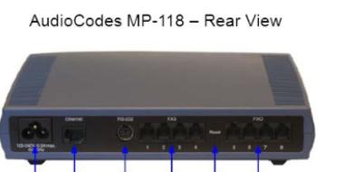 The AudioCodes MP-118 Analogue Media Gateway analogue telephone adapter enables cost-effective and rapid migration of legacy analogue telephones, fax machines and conference speakerphones to the